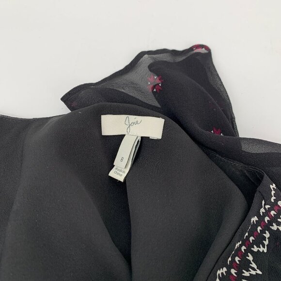 Joie Jamya silk chiffon shift dress caviar black flowy long sleeve sheer trim 8 - Picture 6 of 6